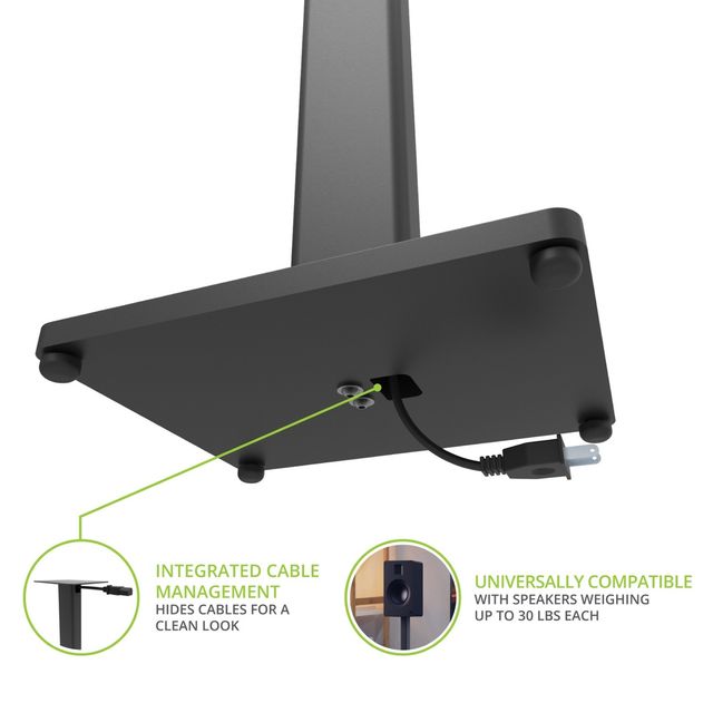 Kanto ST Series 34" Black Bookshelf Speaker Floor Stands-3