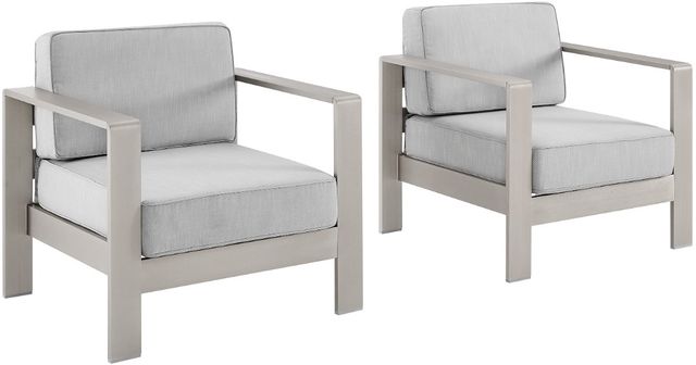 Linon Key Largo 2-Piece Gray Aluminum/Fabric Outdoor Chairs-0