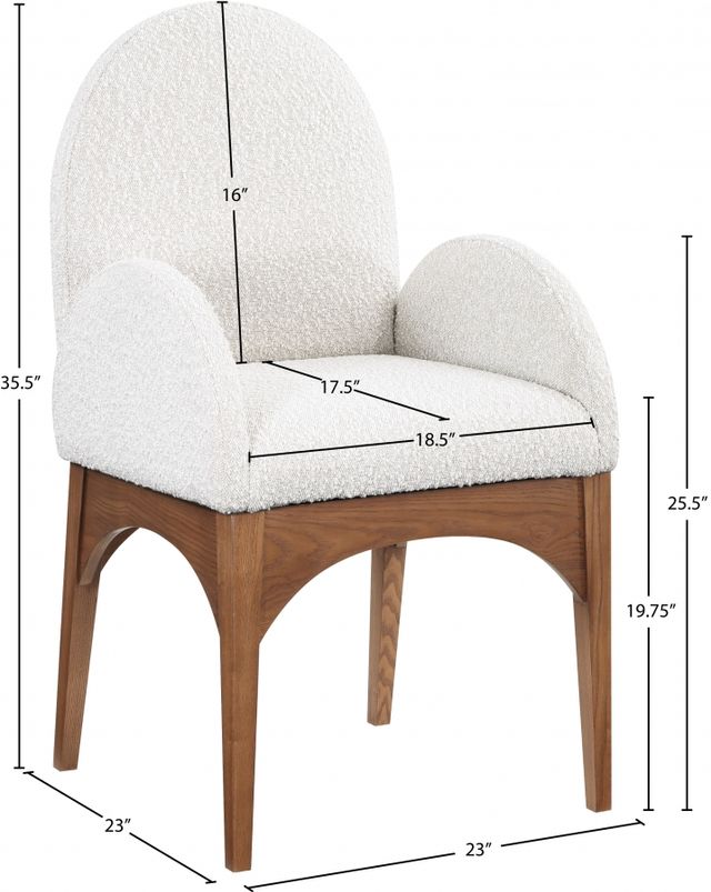 Meridian Furniture Waldorf Cream/Brown Boucle Upholstered Dining Arm Chair-2