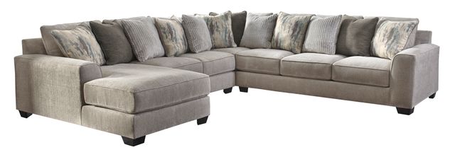 Benchcraft® Ardsley 4-Piece Pewter Left-Arm Facing Chaise Sectional