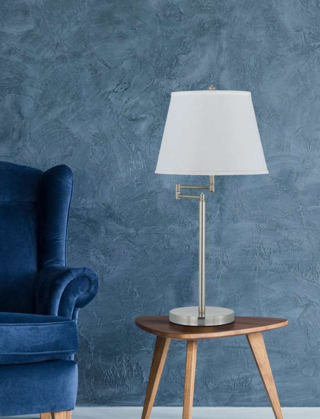 Cal® Lighting & Accessories Andros Brushed Steel/White Table Lamp-1