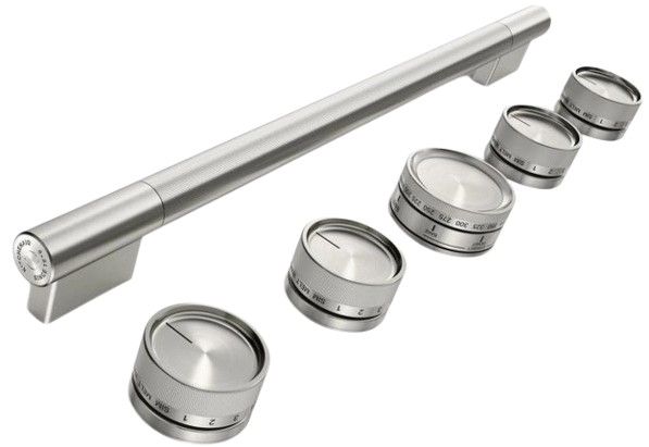 KitchenAid® 30" Monochromatic Stainless Steel Commercial-Style Induction Range Handle and Knob Kit-0