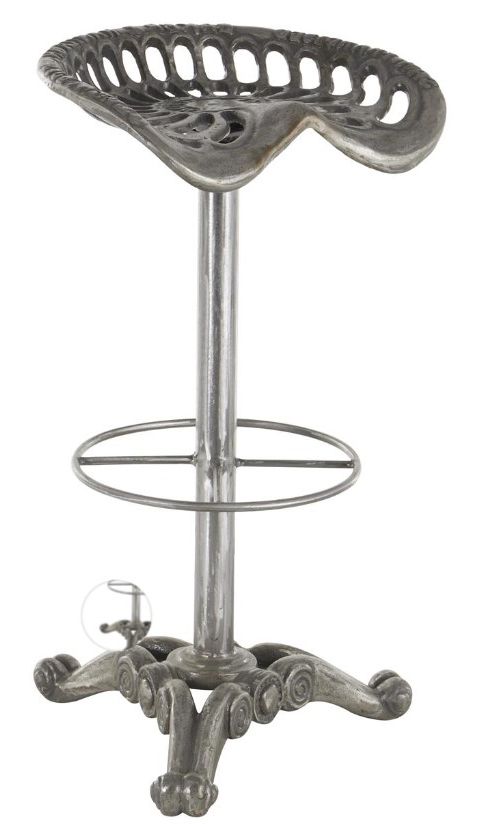 Deco Marche Silver Scroll Weathered Bar Stool-0