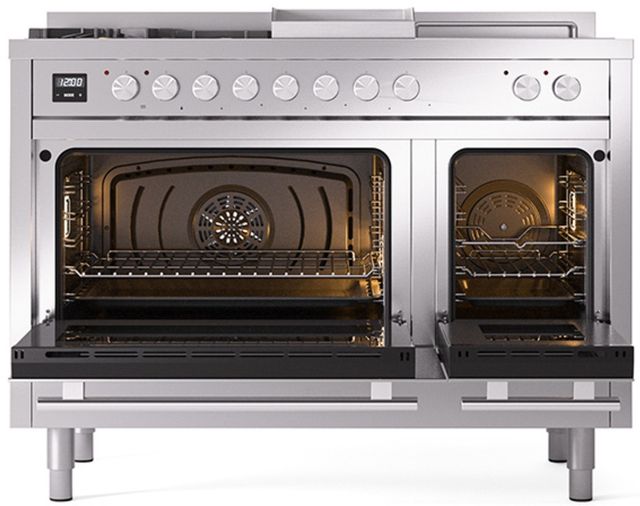 Ilve® Professional Plus II 48" Stainless Steel Pro Style Dual Fuel Range-1