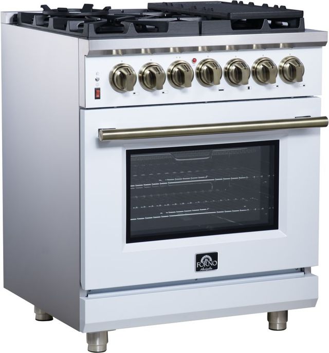 FORNO® Massimo Series Alta Qualita 30" White Pro Style Dual Fuel Range-1