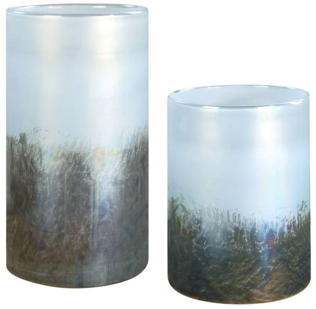 Uttermost® Midnight Mist 2-Piece Deep Blue/Silver Metallic Vase Set-0