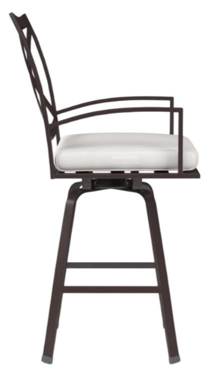 Sunset West La Jolla Espresso Aluminum Swivel Outdoor Bar Stool with Canvas Flax Cushion-1