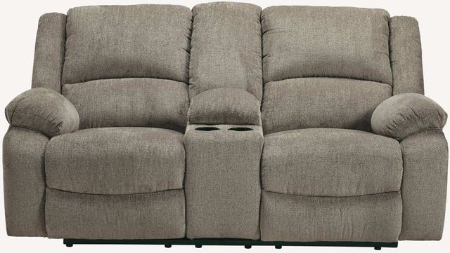 Signature Design by Ashley® Draycoll Pewter Double Reclining Loveseat with Console-0