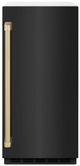 ZLINE Autograph Edition Touchstone 15" 75 lbs. Black Stainless Steel Door with Champagne Bronze Handle Clear Cube Ice Maker with Drain Pump -0