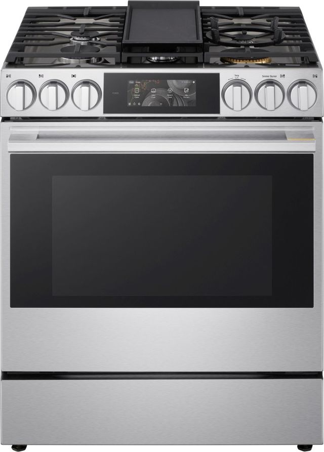 LG SIGNATURE Iconic Collection 30” PrintProof™ Stainless Steel Slide-In Gas Range with Dynamic Probake Convection® , Air Fry, and Air Sous Vide-0