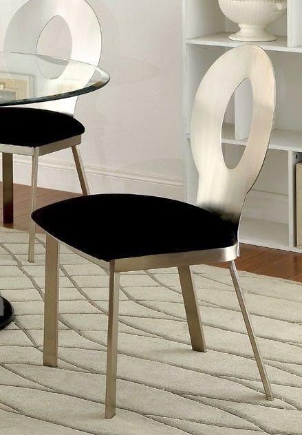 Furniture of America® Valo 2-Piece Black/Silver Dining Side Chair Set-2