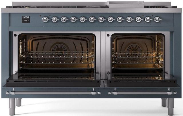 Ilve® Nostalgie II Series 60" Blue Grey Pro Style Dual Fuel Range-1