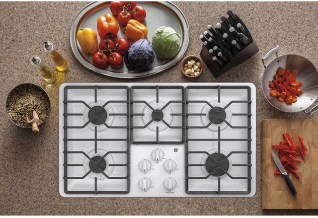 GE® 36" White Built-In Gas Cooktop-2