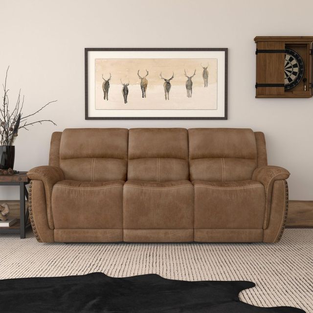 Flexsteel® Beau Silt Tan Power Reclining Sofa with Power Headrests-1