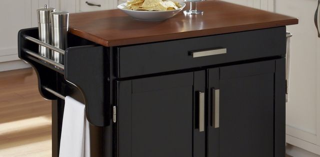 homestyles® Cuisine Cart Black/Medium Oak Kitchen Cart-2