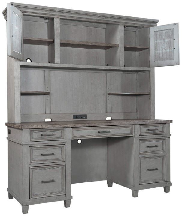 aspenhome® Caraway Aged Slate Credenza and Hutch-1