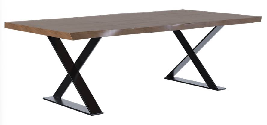 Country View Woodworking Customizable Ouray Live Edge Brown Maple Top 108" Dining Table with Metal Base