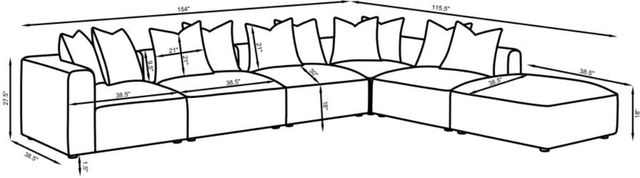 Coaster® Jennifer 6-Piece Terracota L-Shape Sectional-2