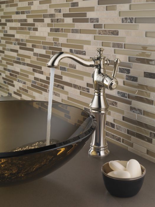 Delta Cassidy® Polished Nickel Single Handle Vessel Bathroom Faucet-1