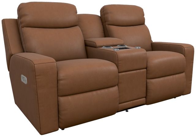 La-Z-Boy® Emmons Oak Leather Power Reclining Loveseat with Console and Headrest-0
