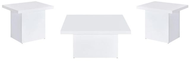 Coaster® Devar 3-Piece White High Gloss Occasional Table Set-0