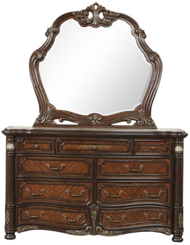 New Classic® Home Furnishings Bella Notte Mahogany Brown Dresser and Mirror-2
