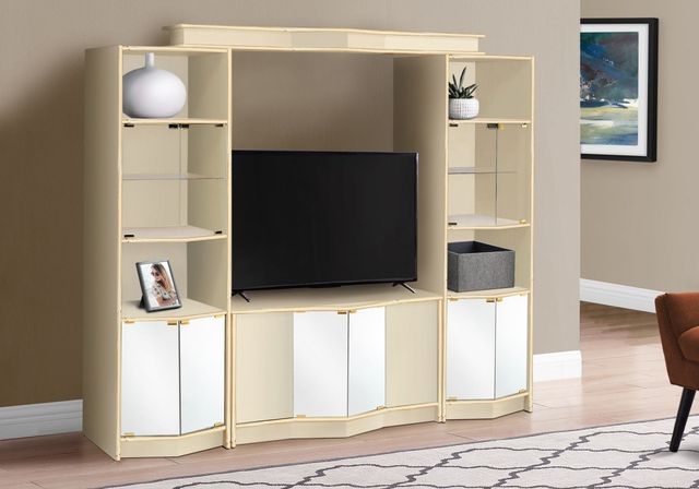 Monarch Specialties Inc. Champagne/Gold Wall Unit -0