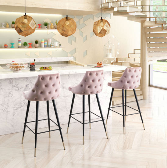 Zuo® Modern Piccolo Pink Bar Chair-2