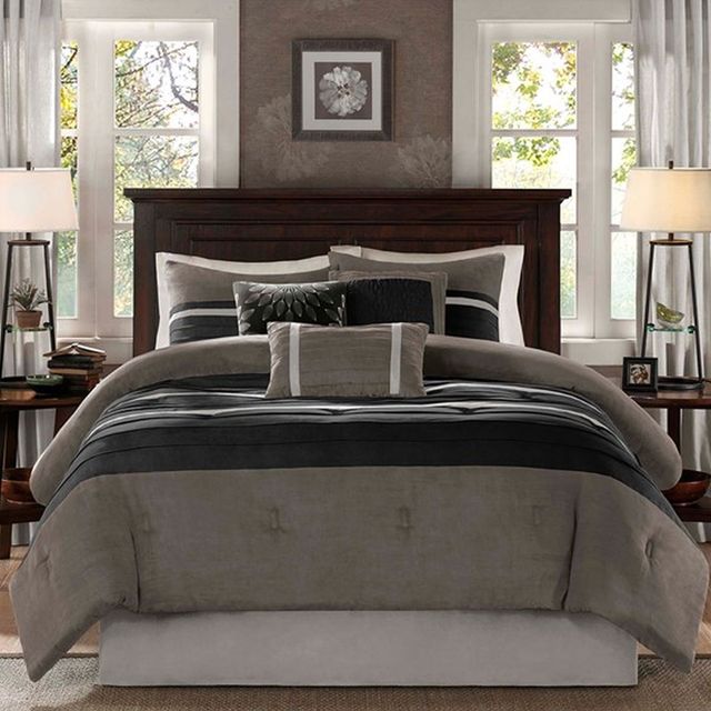 Olliix by Madison Park Black King Palmer 7 Piece Comforter Set-0