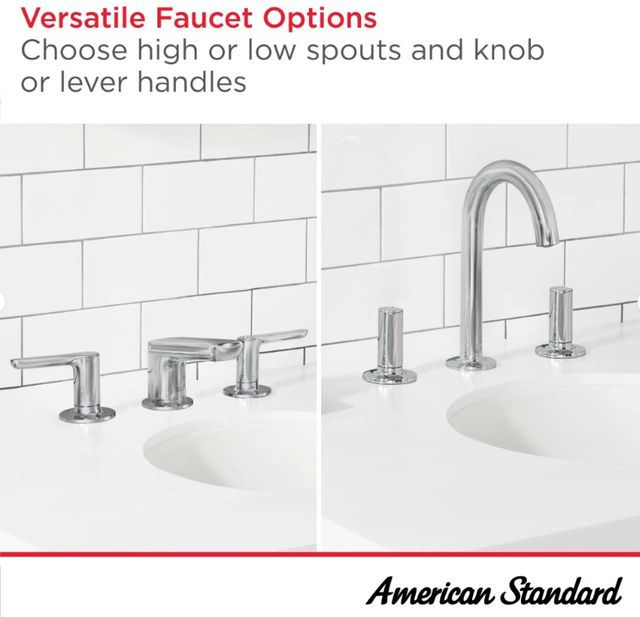 American Standard Studio® S Brushed Nickel Widespread Low Spout 2-Handle Bathroom Faucet with Knob Handles-3
