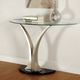 Furniture of America® Valo Tempered Glass Sofa Table with Satin Plated Base-0
