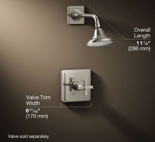 KOHLER® Pinstripe® Pure Rite-Temp® Vibrant Polished Nickel 2.5 GPM Shower Trim Kit with Cross Handle-2
