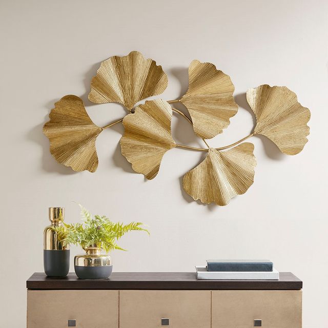 Olliix by Martha Stewart Faye Gold Foil Ginkgo Leaf Wall Art-4