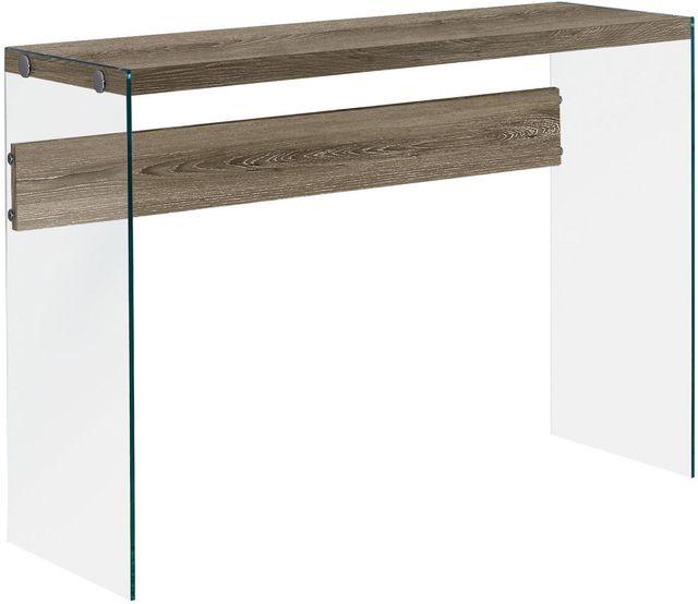 Monarch Specialties Inc. Dark Taupe 44" Tempered Glass Console Table-0