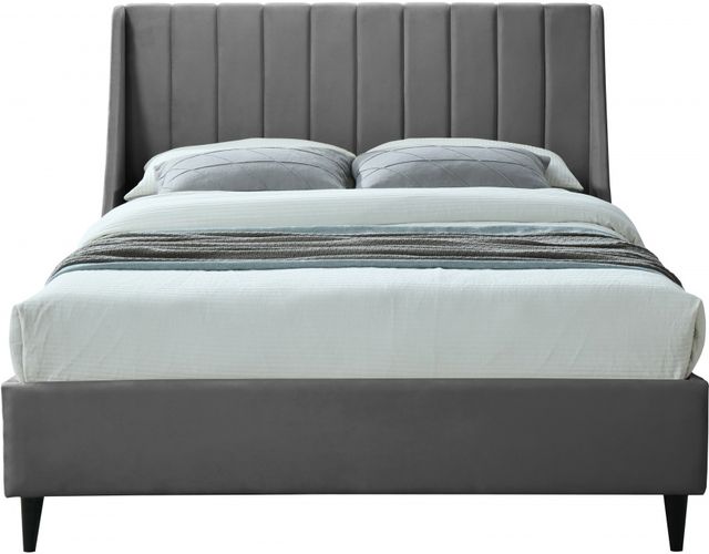 Meridian Furniture Eva Grey Velvet Queen Bed-1