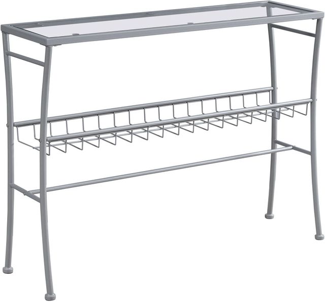 Monarch Specialties Inc. Silver Tempered Glass Top Hall Console Table -0