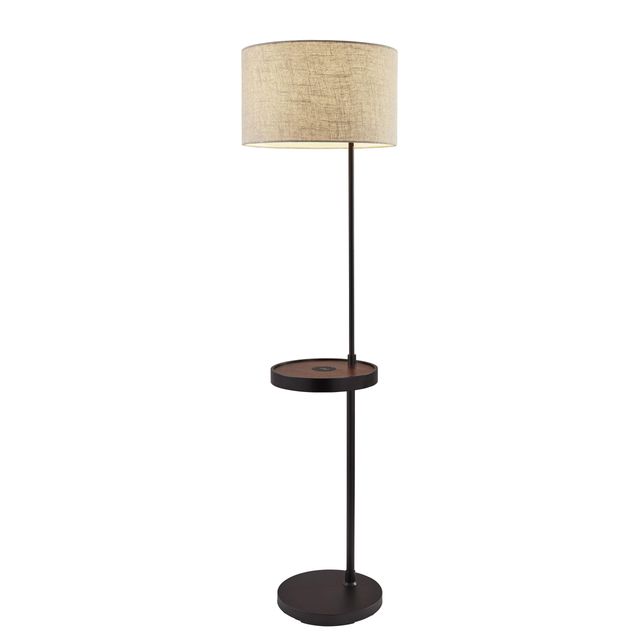 Adesso® Oliver Matte Black Adessocharge Shelf Floor Lamp-0