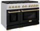 ZLINE Autograph Edition Paramount 48" Stainless Steel Pro Style Dual Fuel Range with Black Matte Door and Champagne Bronze Accents-2