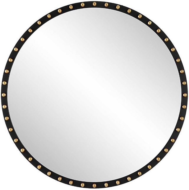 Uttermost® Sele Matte Black Oversized Round Mirror-0