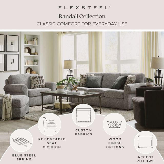 Flexsteel® Randall Light Gray Three-Cushion Sofa-2