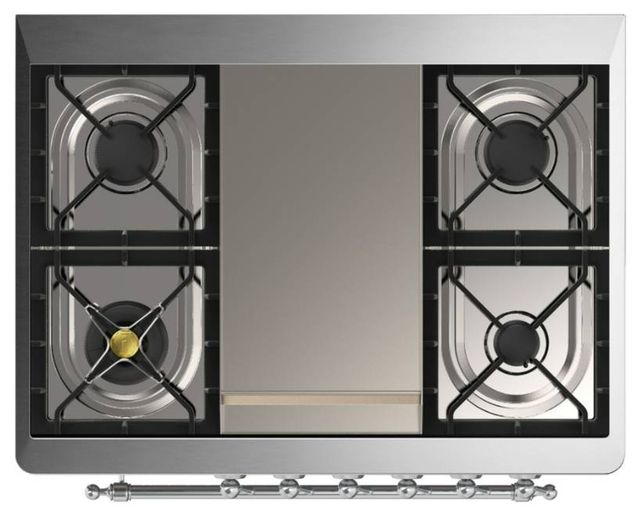 Ilve® Majestic III 36" Antique White Pro Style Dual Fuel Natural Gas Range with Triple Glass Door and Chrome Trim-2