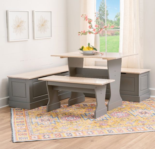 Linon Norah 3-Piece Gray/Maple Table Bench Nook Set-1