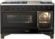 Ilve® Majestic III 48" Glossy Black Pro Style Dual Fuel Liquid Propane Range with Triple Glass Door and Burnished Trim-2