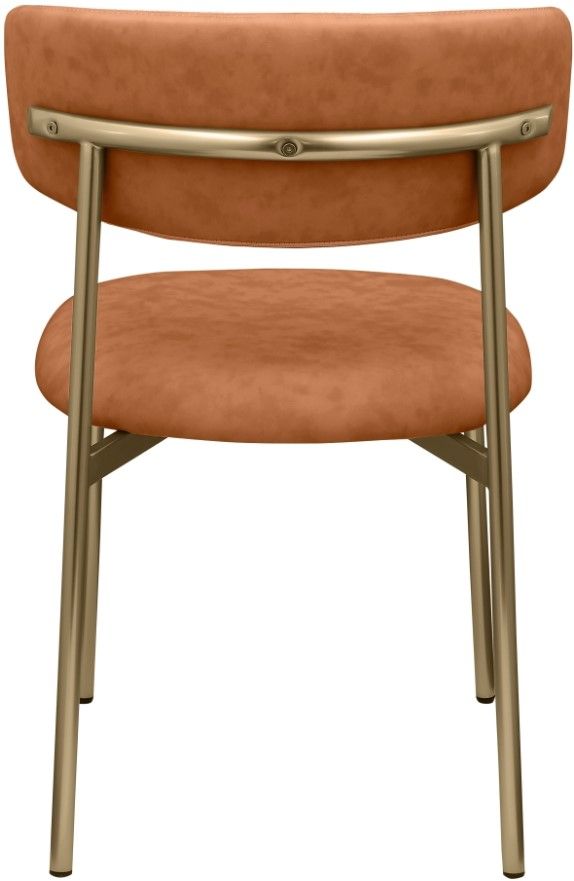 Meridian Furniture Lupita Cognac/Gold Vegan Leather Dining Chair-3