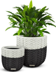 Le Present White and Black 15" Basket Planter-2
