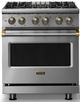 Viking® 5 Series 30" Stainless Steel Pro Style Dual Fuel (NG) Range with Brushed Brass Trim-0