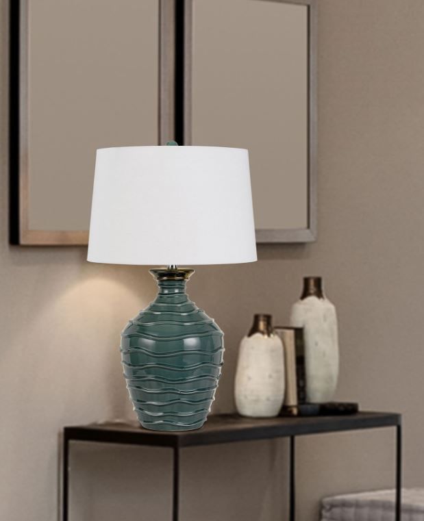 Cal® Lighting & Accessories Oristano Teal/White Table Lamp-1