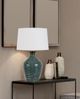 Cal® Lighting & Accessories Oristano Teal/White Table Lamp-1