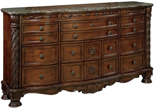 Millennium® by Ashley® North Shore 4-Piece Dark Brown California King Sleigh Bed Set-2