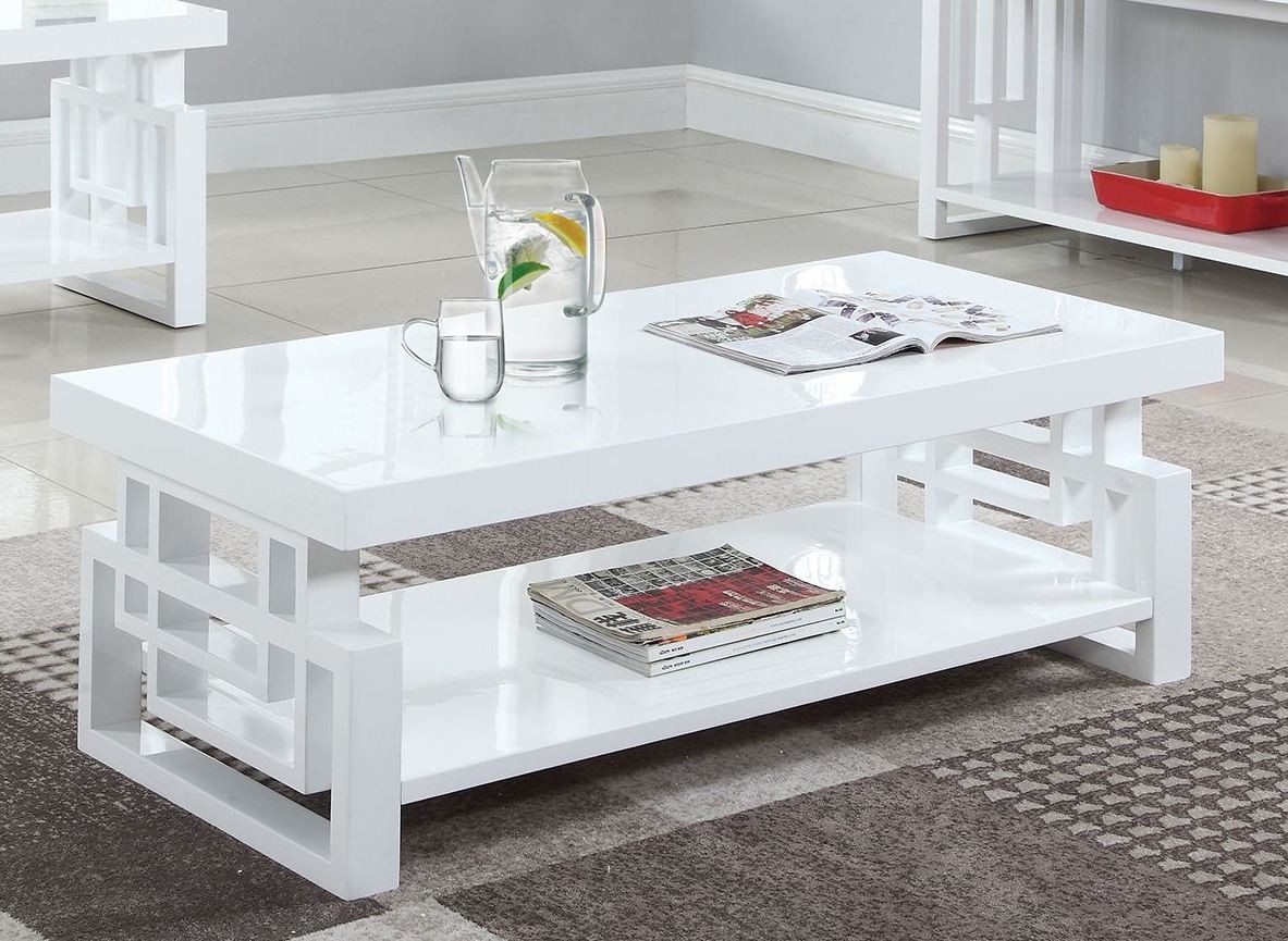 Coaster® Schmitt Glossy White Rectangular Coffee Table